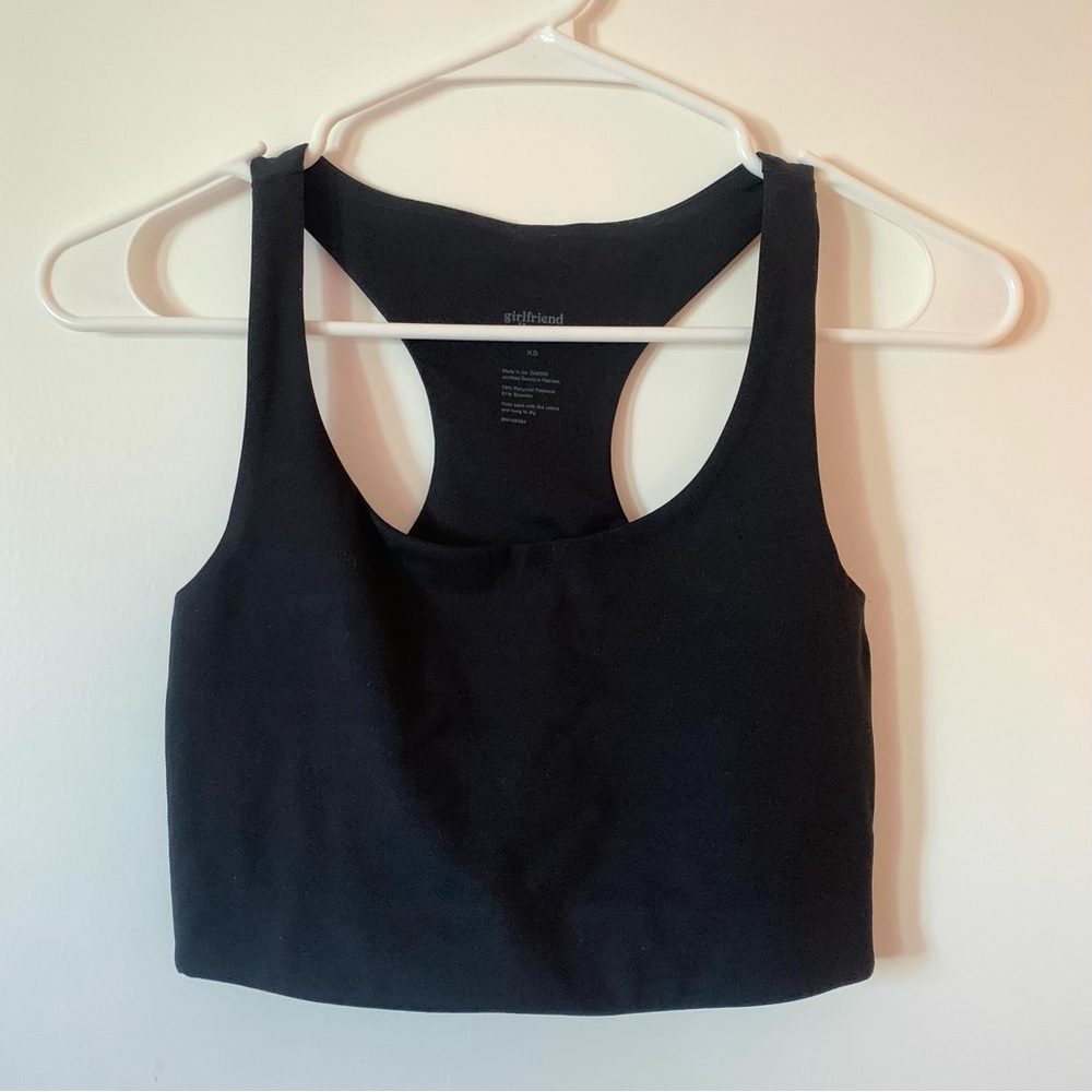 girlfriend collective black paloma racerback sports bra